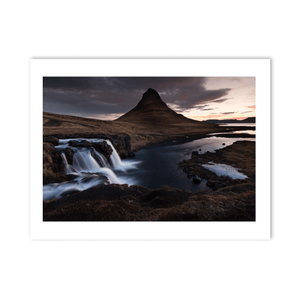 Nua Photography Print Kirkjufell Mountain and Waterfall at Sunset, Iceland Kirkjufell Mountain and Waterfall Sunset Print | Nua Photography