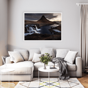 Nua Photography Print Kirkjufell Mountain and Waterfall at Sunset, Iceland Kirkjufell Mountain and Waterfall Sunset Print | Nua Photography