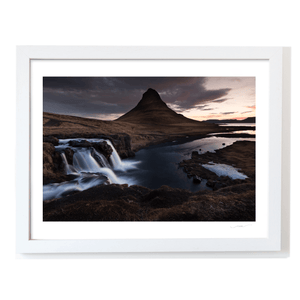 Nua Photography Print Kirkjufell Mountain and Waterfall at Sunset, Iceland Kirkjufell Mountain and Waterfall Sunset Print | Nua Photography