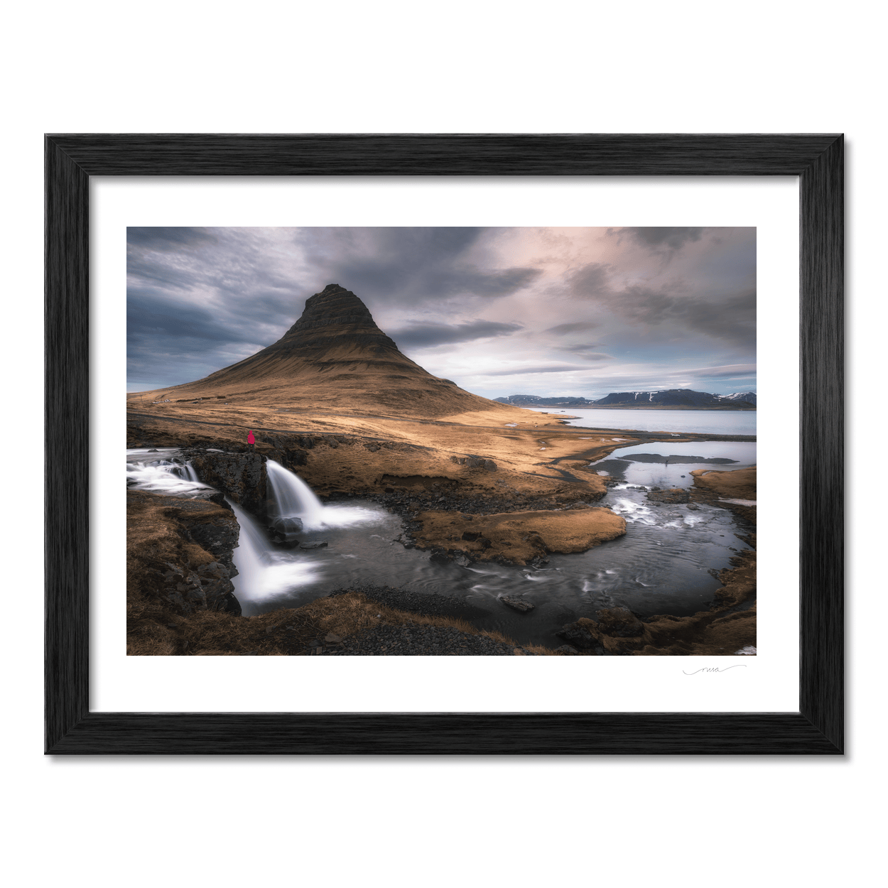 Nua Photography Print Kirkjufell Mountain and Waterfalls Under Dramatic Skies, Iceland Kirkjufell Mountain and Waterfalls Iceland Print | Nua Photography