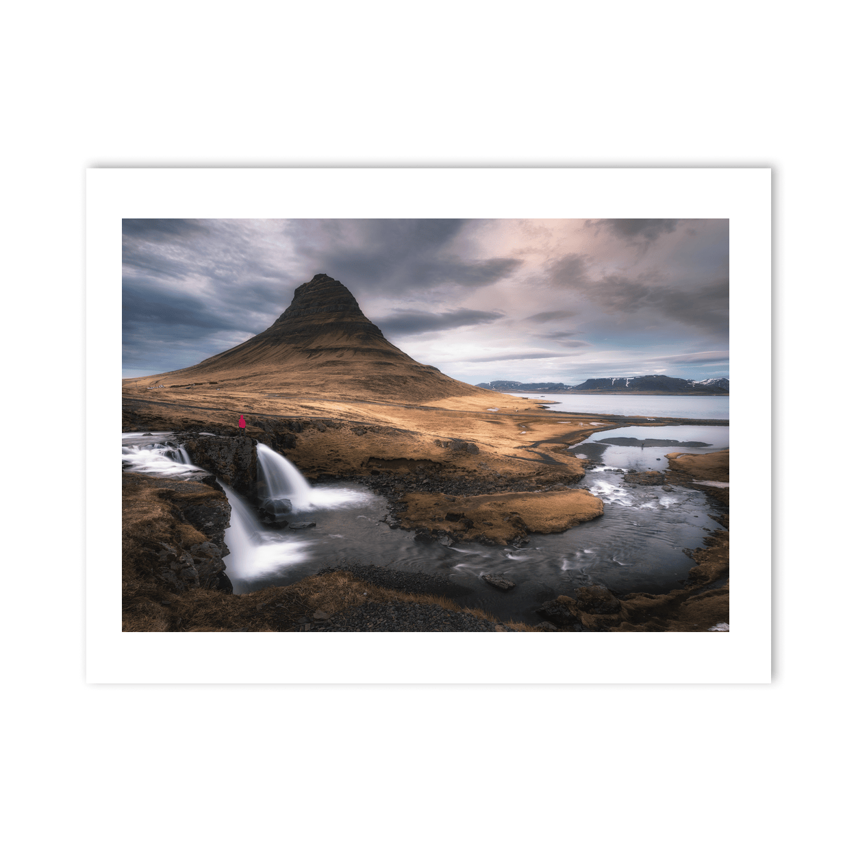 Nua Photography Print Kirkjufell Mountain and Waterfalls Under Dramatic Skies, Iceland Kirkjufell Mountain and Waterfalls Iceland Print | Nua Photography