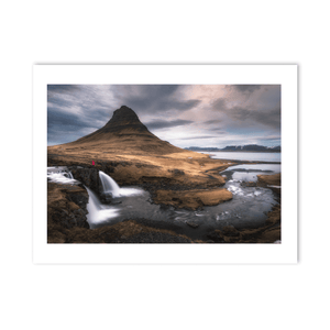 Nua Photography Print Kirkjufell Mountain and Waterfalls Under Dramatic Skies, Iceland Kirkjufell Mountain and Waterfalls Iceland Print | Nua Photography
