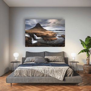 Nua Photography Print Kirkjufell Mountain and Waterfalls Under Dramatic Skies, Iceland Kirkjufell Mountain and Waterfalls Iceland Print | Nua Photography
