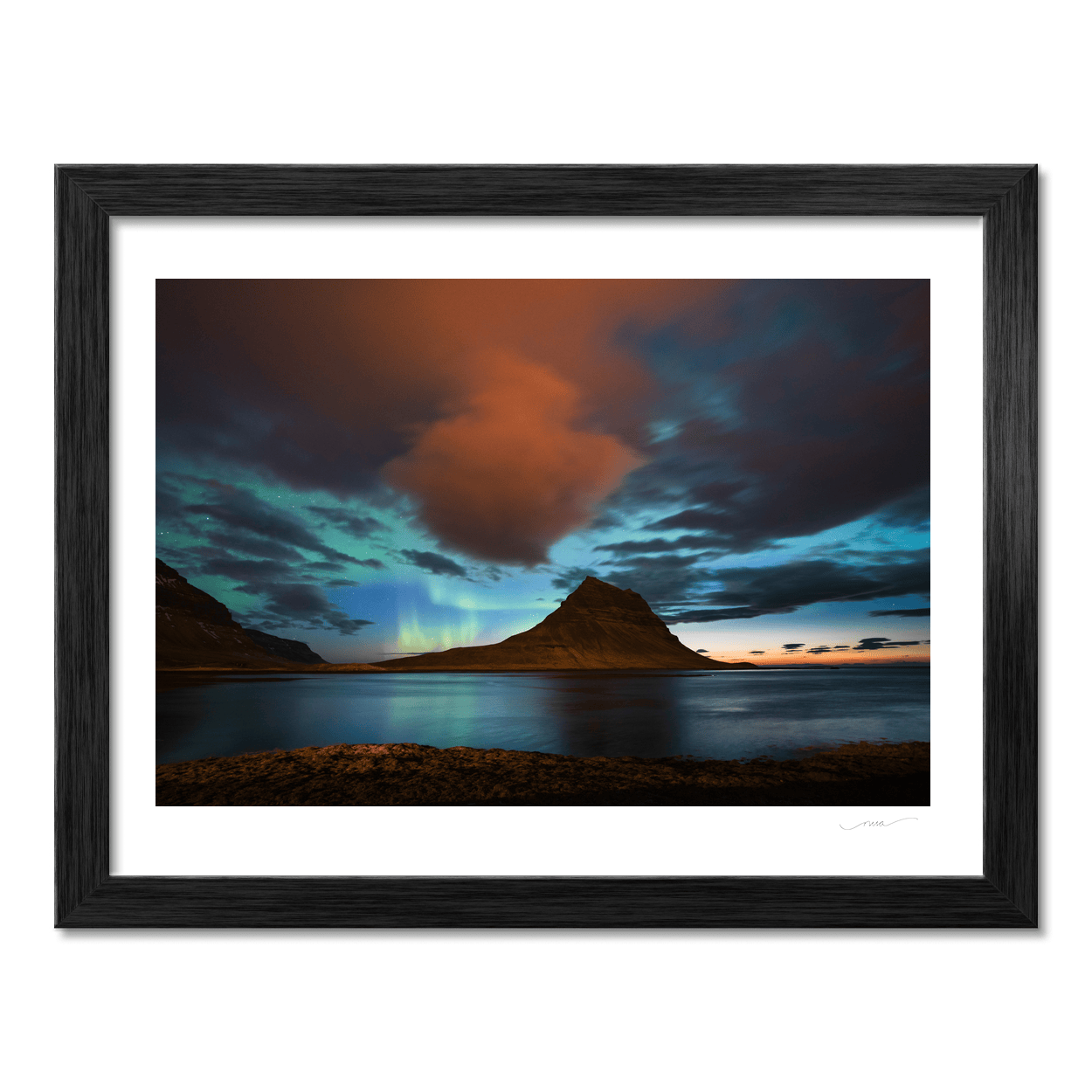 Nua Photography Print Kirkjufell Mountain Under the Northern Lights, Iceland Kirkjufell Northern Lights Iceland Print | Nua Photography