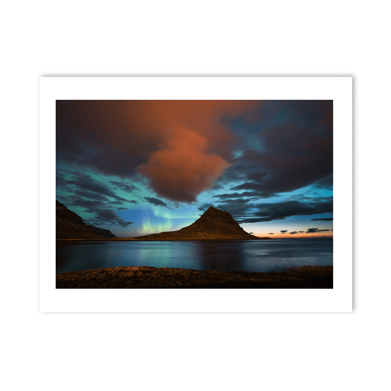 Nua Photography Print Kirkjufell Mountain Under the Northern Lights, Iceland Kirkjufell Northern Lights Iceland Print | Nua Photography