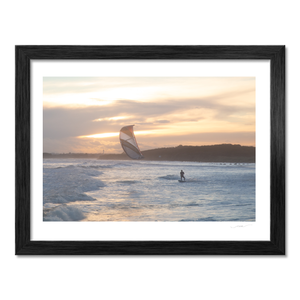 Nua Photography Print Kitesurfer at South Beach Rush Golden Sunset, Co. Dublin Kitesurfer South Beach Rush Sunset Print | Nua Photography