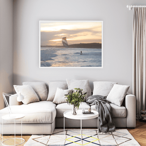 Nua Photography Print Kitesurfer at South Beach Rush Golden Sunset, Co. Dublin Kitesurfer South Beach Rush Sunset Print | Nua Photography