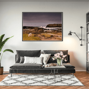 lamb-grazing-rocky-coastline-crashing-waves BFW