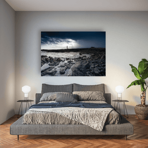 lighthouse-dramatic-storm-light-rocky-shore Pano