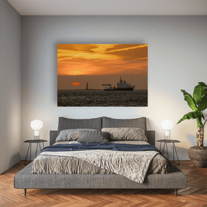 lighthouse-ship-sunset-golden-sky Pano