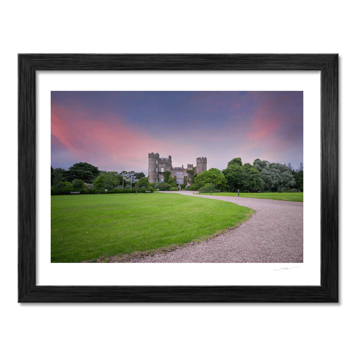 Nua Photography Print Malahide Castle at Sunset with Pink Sky, Co. Dublin Malahide Castle Sunset Print | Nua Photography