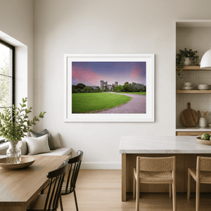 Nua Photography Print Malahide Castle at Sunset with Pink Sky, Co. Dublin Malahide Castle Sunset Print | Nua Photography