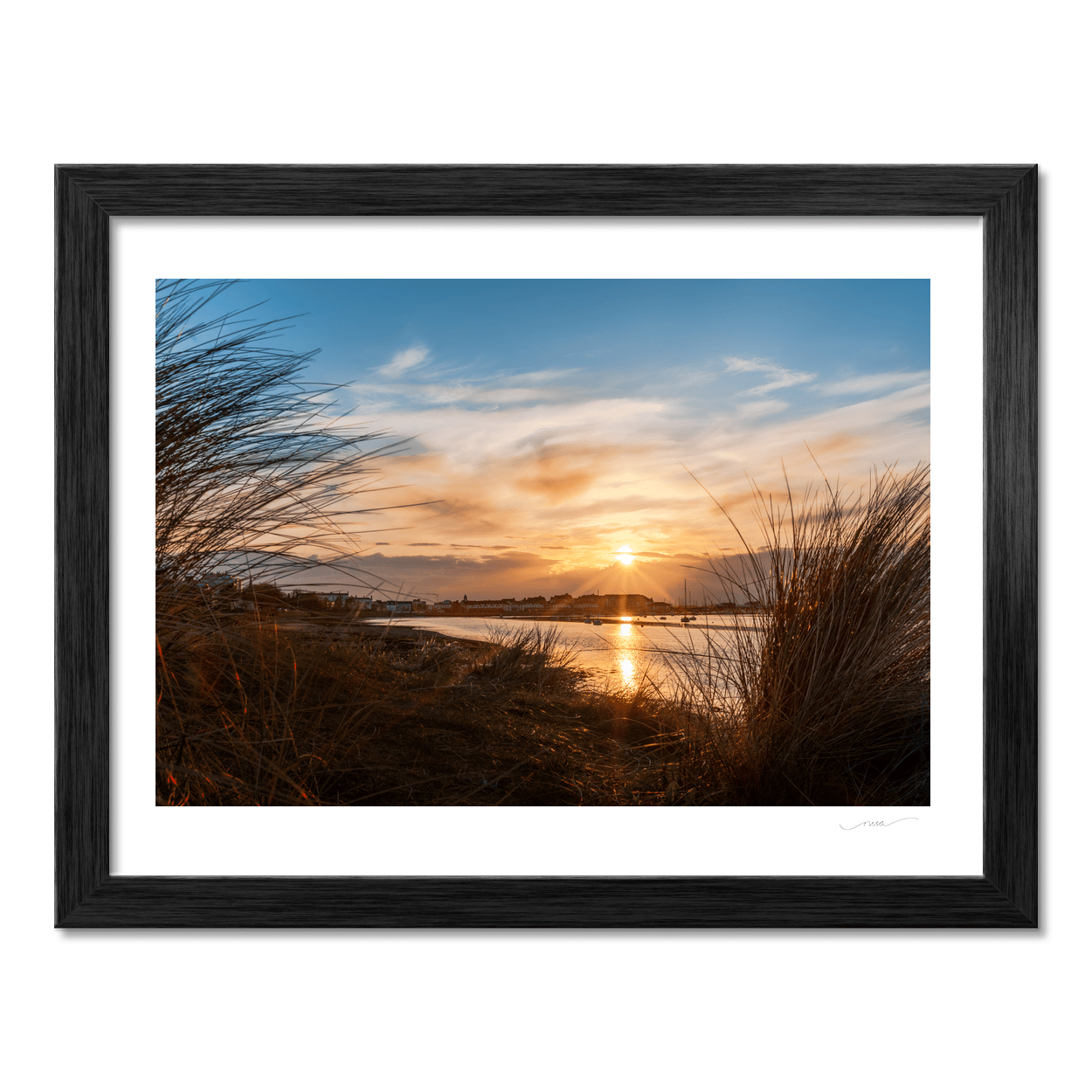 Nua Photography Print Malahide Marina Sunset Through Dune Grass, Co. Dublin Malahide Marina Sunset Print | Nua Photography