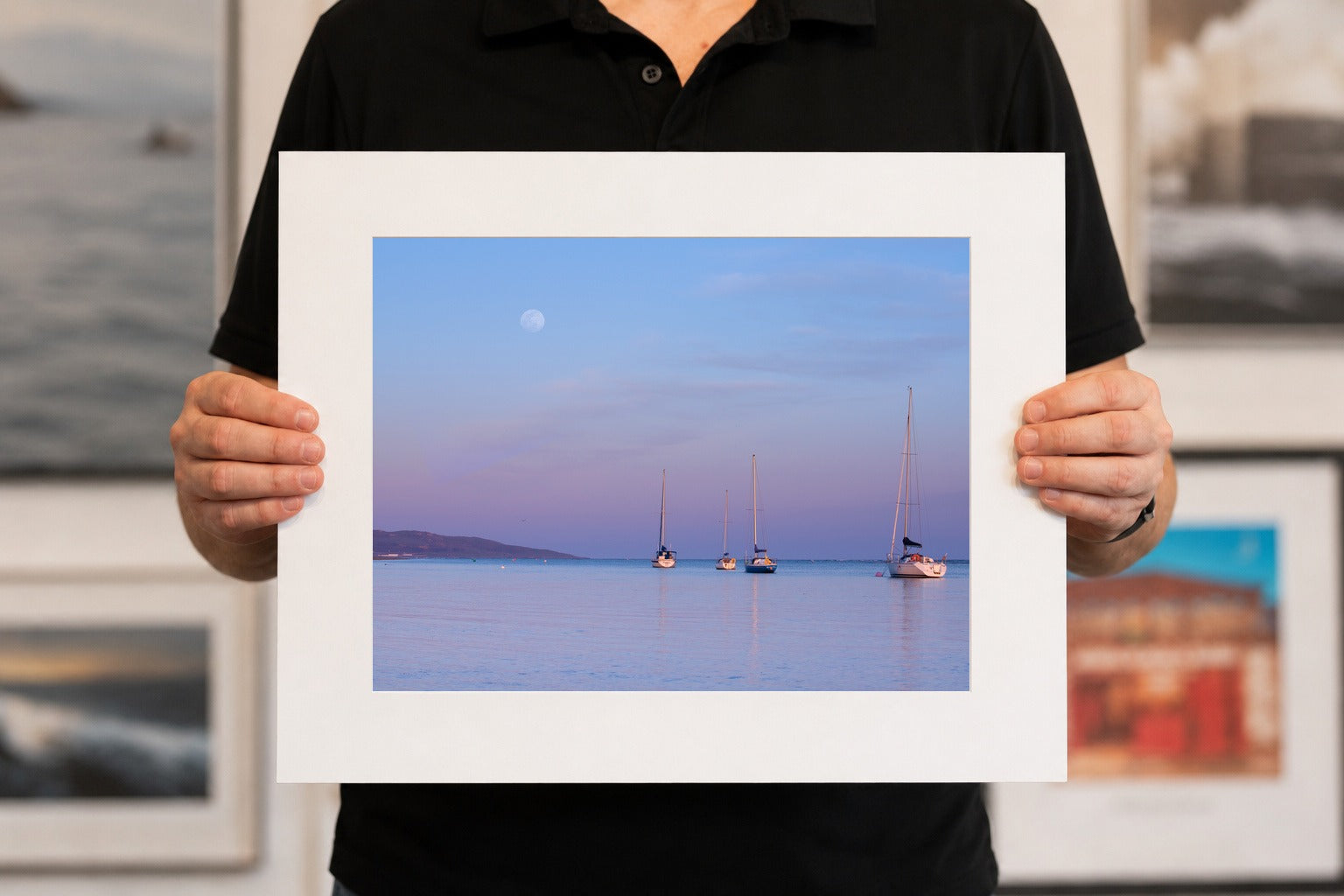 Moon Over Lambay and Rogerstown, limited 20 x 16 inch Nua Photography print