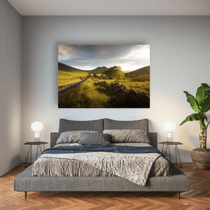 mourne-mountains-country-road-golden-light Pano