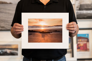 North Beach Golden Sunrise, 16 x 12 inch print held for scale