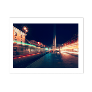 Nua Photography Print O'Connell Street and the Spire Light Trails at Night, Dublin City O'Connell Street Spire Light Trails Night Print | Nua Photography