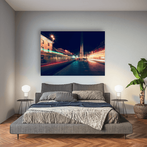 Nua Photography Print O'Connell Street and the Spire Light Trails at Night, Dublin City O'Connell Street Spire Light Trails Night Print | Nua Photography