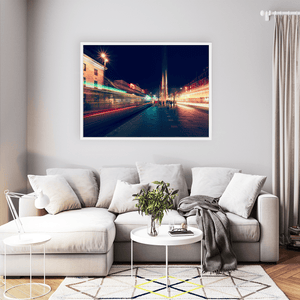Nua Photography Print O'Connell Street and the Spire Light Trails at Night, Dublin City O'Connell Street Spire Light Trails Night Print | Nua Photography