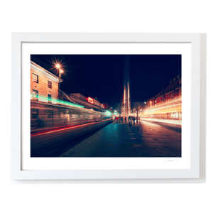 Nua Photography Print O'Connell Street and the Spire Light Trails at Night, Dublin City O'Connell Street Spire Light Trails Night Print | Nua Photography
