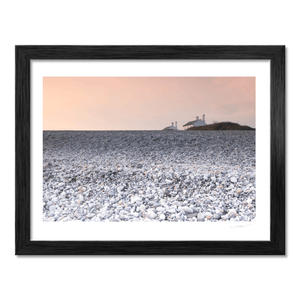 Nua Photography Print Welsh Pebble Beach with Coastal Cottages at Sunset, Wales Welsh Pebble Beach Cottages at Sunset Print | Nua Photography