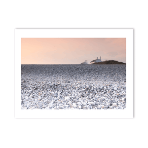 Nua Photography Print Welsh Pebble Beach with Coastal Cottages at Sunset, Wales Welsh Pebble Beach Cottages at Sunset Print | Nua Photography