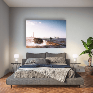 Nua Photography Print Couple Walking the Great South Wall with Poolbeg Chimneys, Dublin City Great South Wall & Poolbeg Chimneys Print | Nua Photography