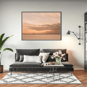 Nua Photography Print Poolbeg Chimneys Across Dublin Bay at Golden Sunset, Howth Poolbeg Chimneys Dublin Bay Sunset Print | Nua Photography