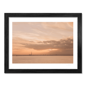 Nua Photography Print Poolbeg Chimneys Across Dublin Bay at Golden Sunset, Howth Poolbeg Chimneys Dublin Bay Sunset Print | Nua Photography