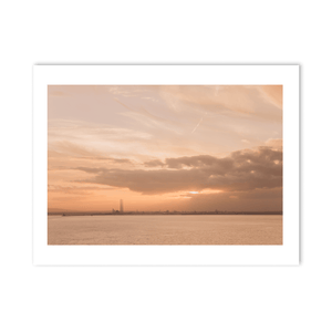 Nua Photography Print Poolbeg Chimneys Across Dublin Bay at Golden Sunset, Howth Poolbeg Chimneys Dublin Bay Sunset Print | Nua Photography
