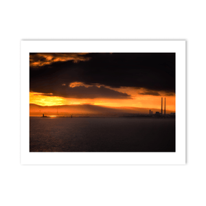 Nua Photography Print Poolbeg Chimneys and Dublin Bay Dramatic Sunset, Howth Co. Dublin Poolbeg Chimneys Dublin Bay Sunset Print | Nua Photography
