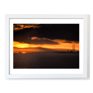 Nua Photography Print Poolbeg Chimneys and Dublin Bay Dramatic Sunset, Howth Co. Dublin Poolbeg Chimneys Dublin Bay Sunset Print | Nua Photography