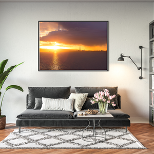Nua Photography Print Poolbeg Chimneys and Dublin Bay Golden Sunset, Howth Co. Dublin Poolbeg Chimneys Dublin Bay Sunset Print | Nua Photography
