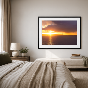 Nua Photography Print Poolbeg Chimneys and Dublin Bay Golden Sunset, Howth Co. Dublin Poolbeg Chimneys Dublin Bay Sunset Print | Nua Photography