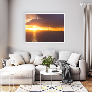 Nua Photography Print Poolbeg Chimneys and Dublin Bay Golden Sunset, Howth Co. Dublin Poolbeg Chimneys Dublin Bay Sunset Print | Nua Photography