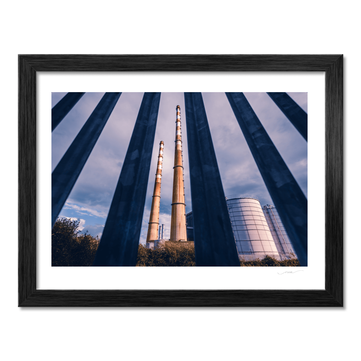 Nua Photography Print Poolbeg Chimneys Through Steel Fence, Dublin City Poolbeg Chimneys Through Steel Fence Print | Nua Photography