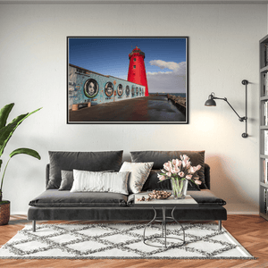 Nua Photography Print Poolbeg Lighthouse and Late Late Toy Show Mural, Dublin City Poolbeg Lighthouse Late Late Toy Show Mural Print | Nua Photography
