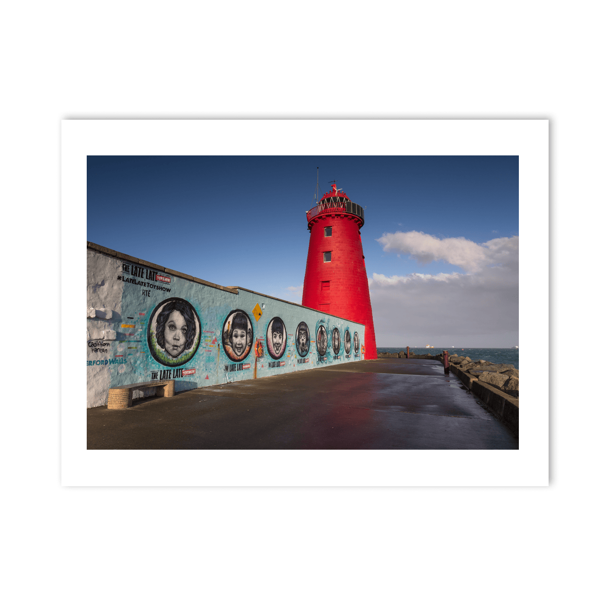 Nua Photography Print Poolbeg Lighthouse and Late Late Toy Show Mural, Dublin City Poolbeg Lighthouse Late Late Toy Show Mural Print | Nua Photography
