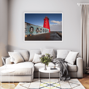 Nua Photography Print Poolbeg Lighthouse and Late Late Toy Show Mural, Dublin City Poolbeg Lighthouse Late Late Toy Show Mural Print | Nua Photography