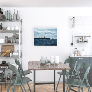 Nua Photography Print Poolbeg Lighthouse in Stormy Seas with Passing Ship, Dublin Bay Poolbeg Lighthouse Stormy Seas Dublin Bay Print | Nua Photography