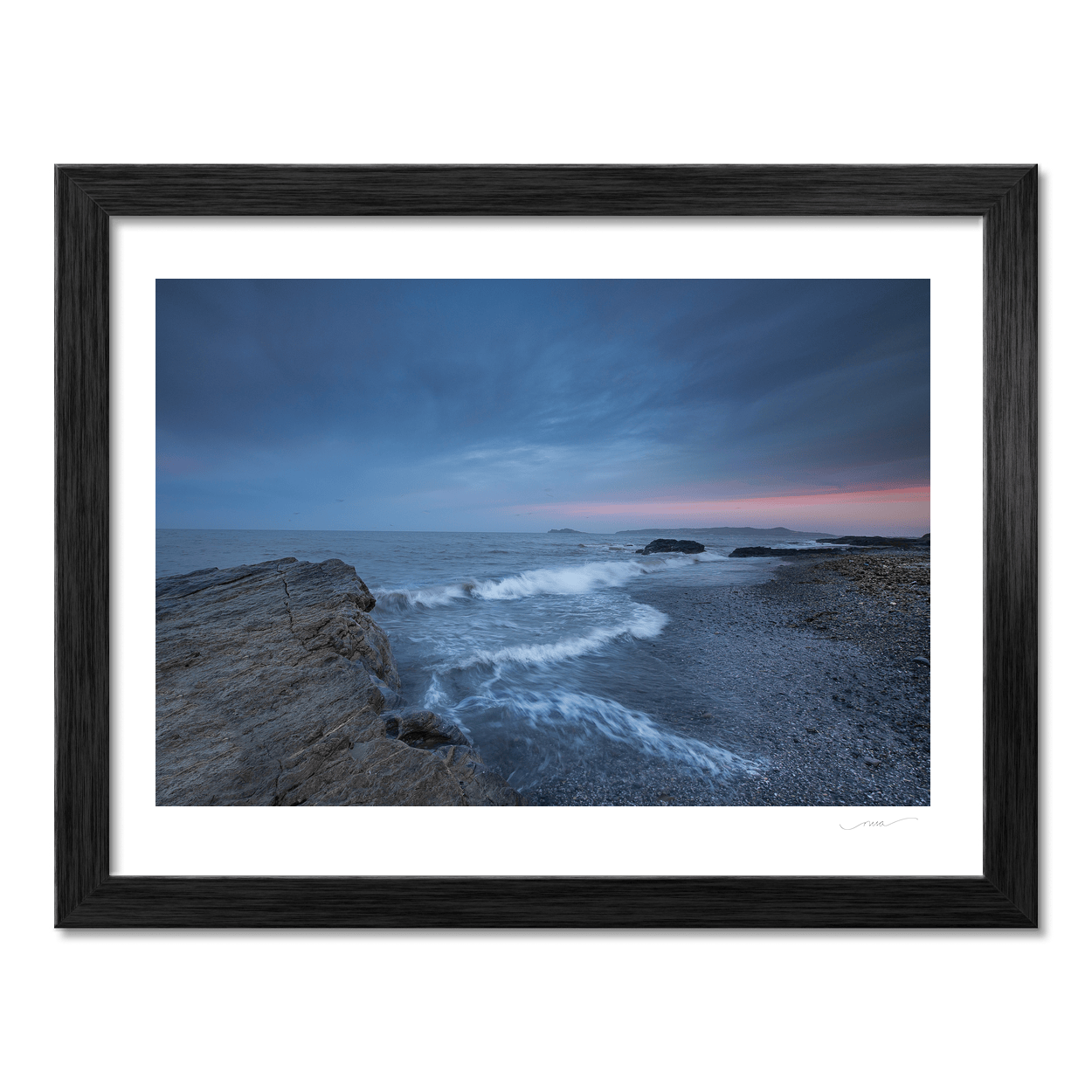 Nua Photography Print Portmarnock Beach Twilight Waves and Rocky Shoreline, Co. Dublin Portmarnock Beach Twilight Waves Print | Nua Photography