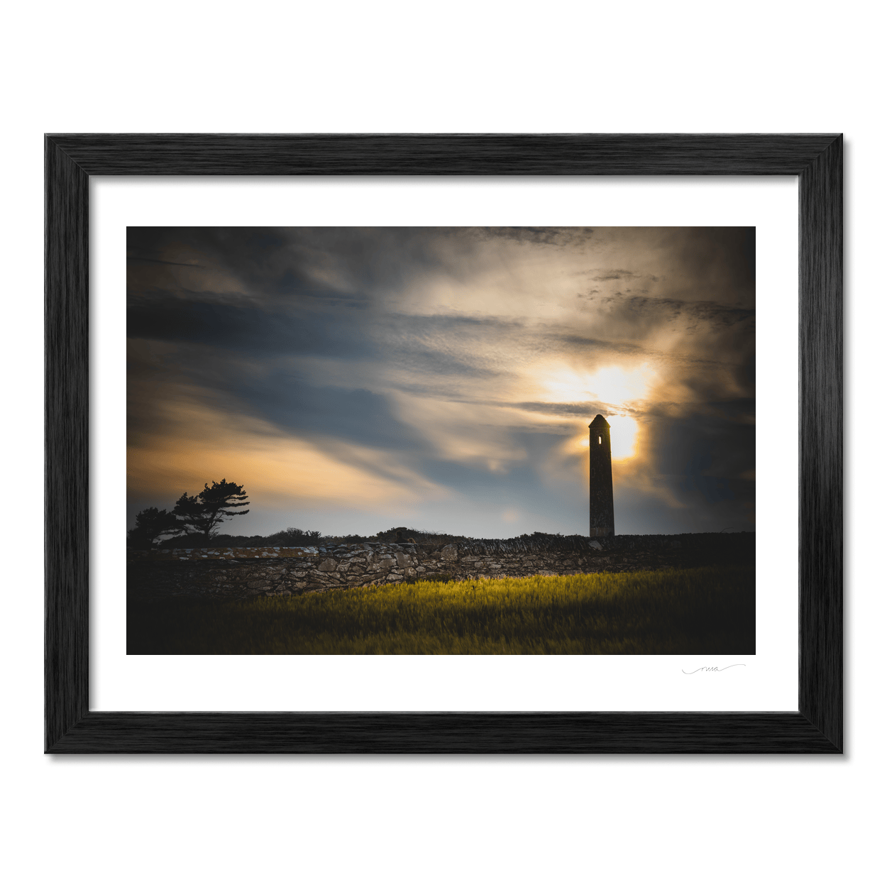 Nua Photography Print Portrane Round Tower Silhouette at Sunset, Co. Dublin Portrane Round Tower Sunset Silhouette | Nua Photography