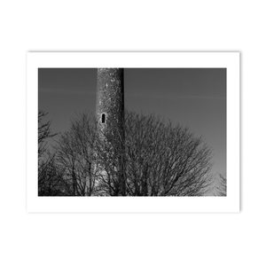 Nua Photography Print Portrane Round Tower in Black and White, Co. Dublin Portrane Round Tower Black and White Print | Nua Photography