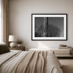 Nua Photography Print Portrane Round Tower in Black and White, Co. Dublin Portrane Round Tower Black and White Print | Nua Photography