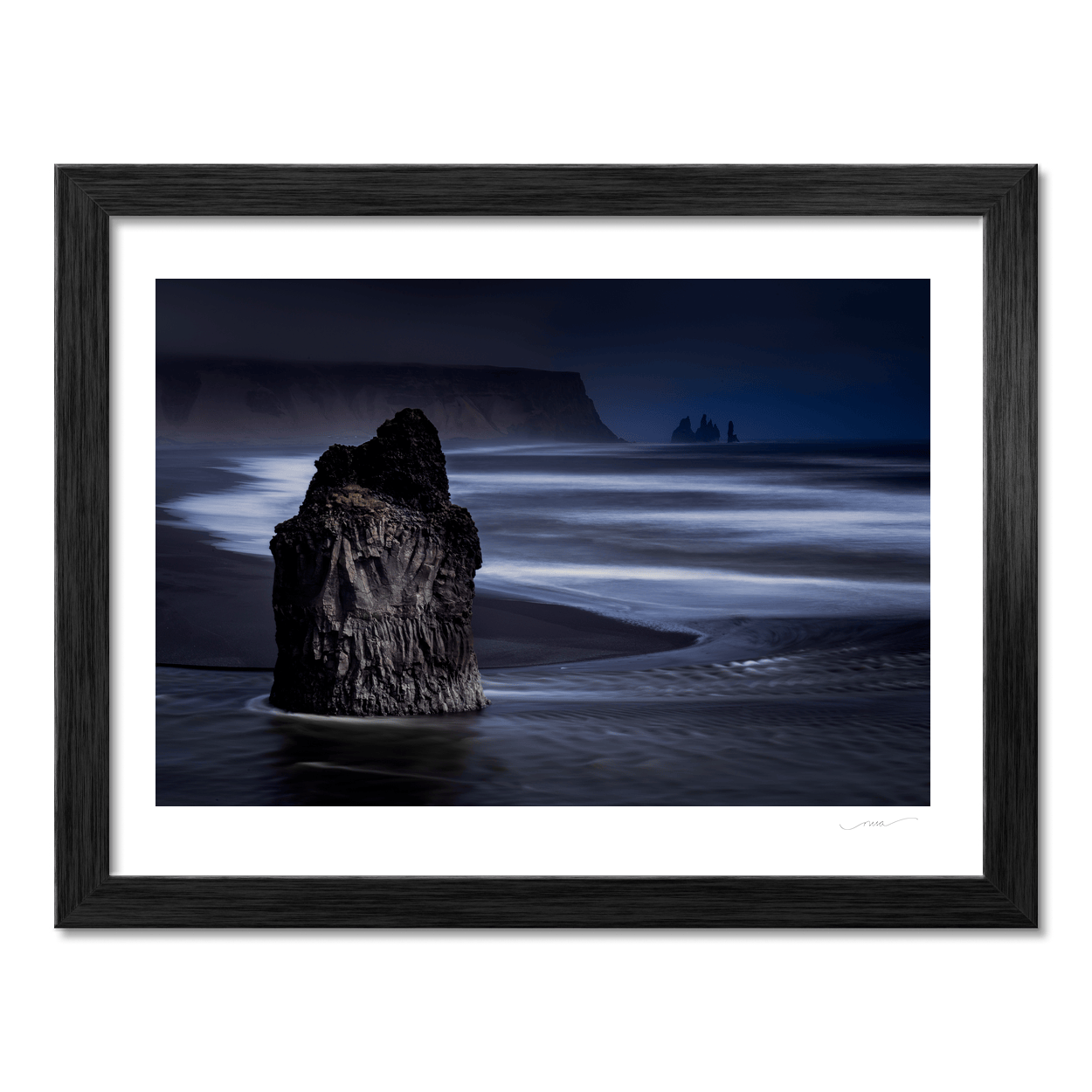 Nua Photography Print Reynisfjara Black Sand Beach Sea Stack at Dusk, Iceland Reynisfjara Black Sand Beach Sea Stack Print | Nua Photography