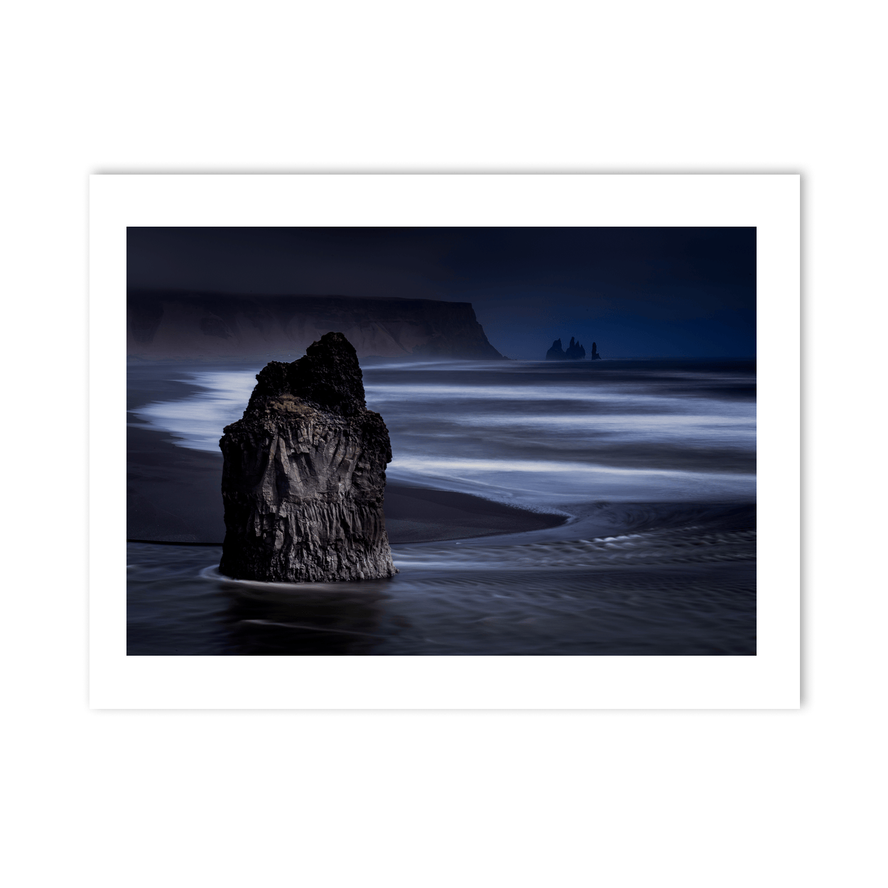 Nua Photography Print Reynisfjara Black Sand Beach Sea Stack at Dusk, Iceland Reynisfjara Black Sand Beach Sea Stack Print | Nua Photography