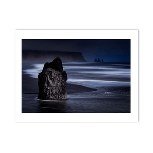 Nua Photography Print Reynisfjara Black Sand Beach Sea Stack at Dusk, Iceland Reynisfjara Black Sand Beach Sea Stack Print | Nua Photography