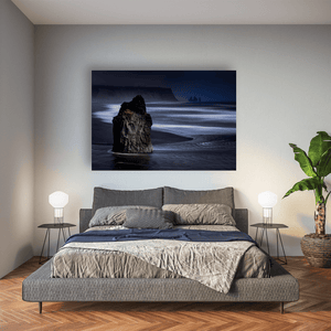 Nua Photography Print Reynisfjara Black Sand Beach Sea Stack at Dusk, Iceland Reynisfjara Black Sand Beach Sea Stack Print | Nua Photography