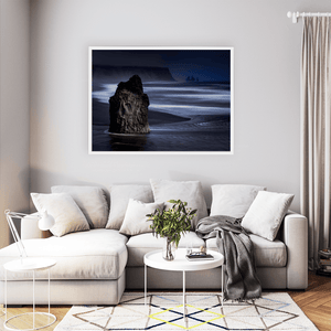 Nua Photography Print Reynisfjara Black Sand Beach Sea Stack at Dusk, Iceland Reynisfjara Black Sand Beach Sea Stack Print | Nua Photography