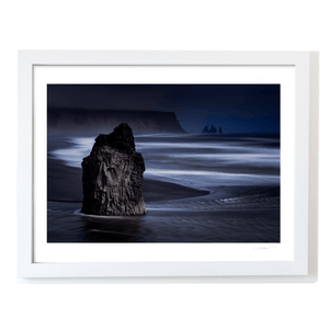 Nua Photography Print Reynisfjara Black Sand Beach Sea Stack at Dusk, Iceland Reynisfjara Black Sand Beach Sea Stack Print | Nua Photography